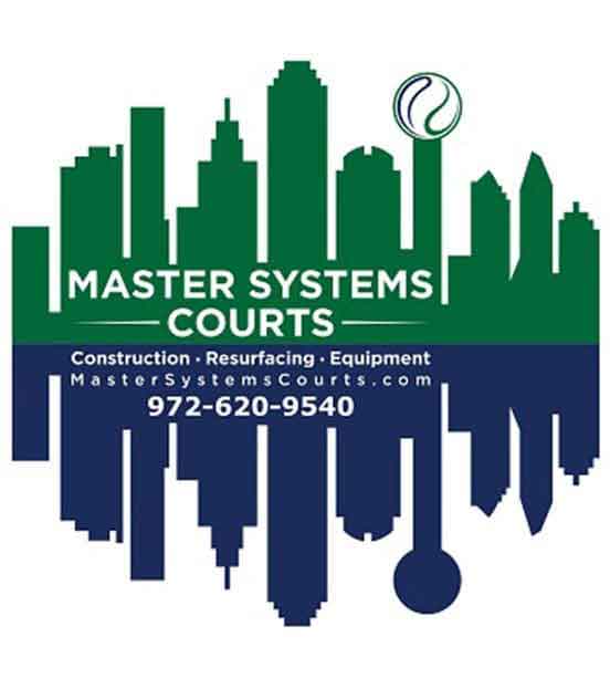 Master Systems Courts Large Logo With Dallas Skyline